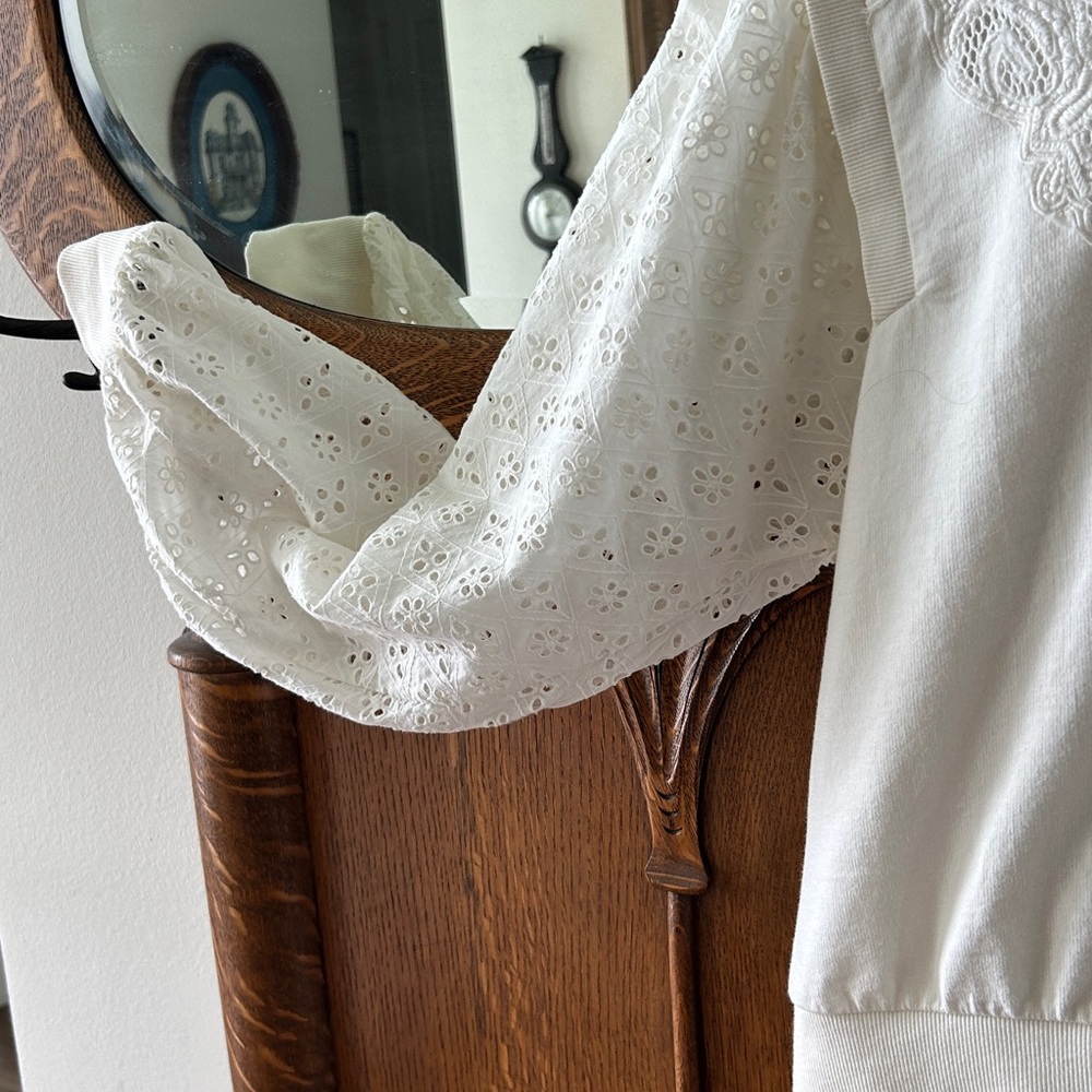Anthropologie Pilcro lace and eyelet white sweatshirt - Picture 5 of 6